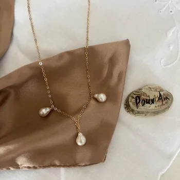 

CA-152 Korean Japan Elegant Waterdrop Fresh Water Pearl Choker Jewelry For Women Girls Wedding Chain Necklace Colares Gifts