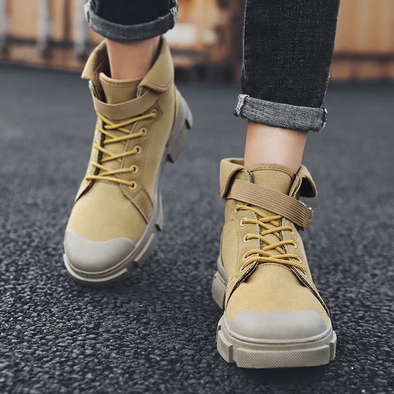 

2019 Autumn New Style Martin Boots Hight-top Retro MEN'S SHOES British Style Worker Boot Mid-top Versatile Canvas Short Boots