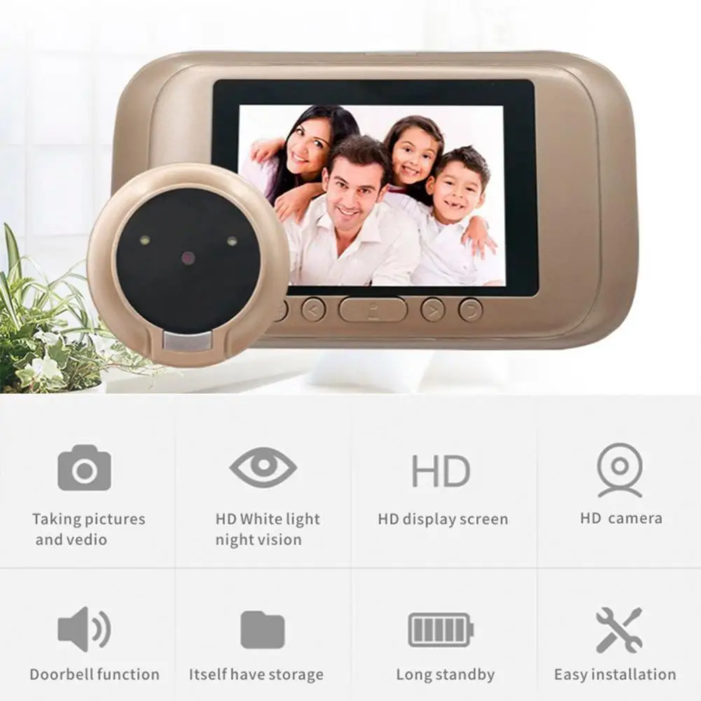 3 5/3 0 дюймов LCD цифровой цветной экран дверной звонок 120 °/90 ° Звонок электронный