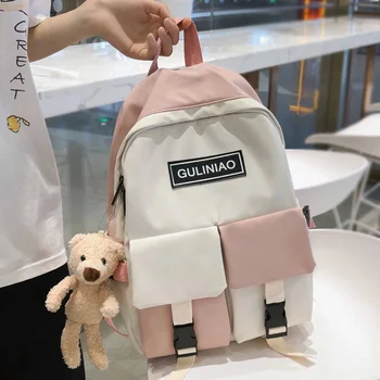 

DCIMOR Panelled Color Nylon waterproof Women Backpack рюкзак женский Korean schoolbag Daily knapsack Book Bag Lovely mochilas