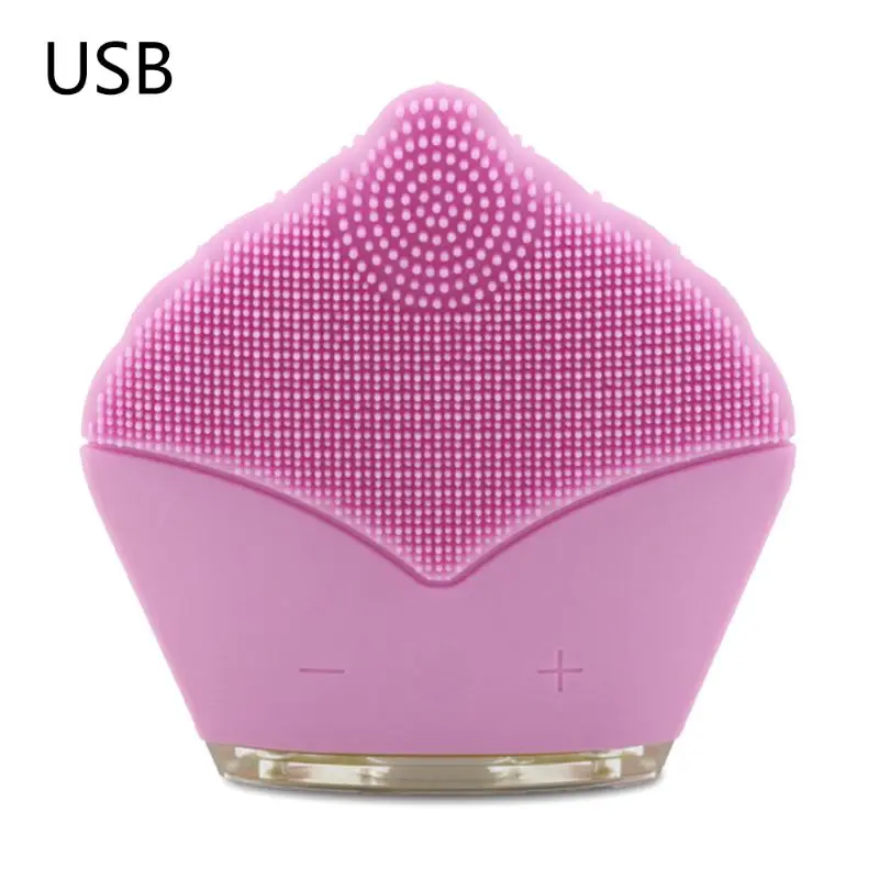 pink Силиконовая электрическая Очищающая ультразвуковая щетка для чистки лица, Массажер Cleane - Цвет: pink