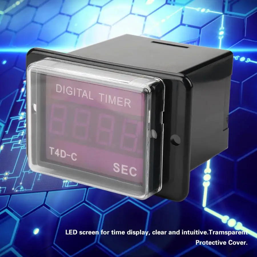 

T4D-C 12~60VDC/100~240VAC 50/60Hz Digital Time Relay 99.9/999 SEC MIN HR LED display Time Counter timer Delay Relay