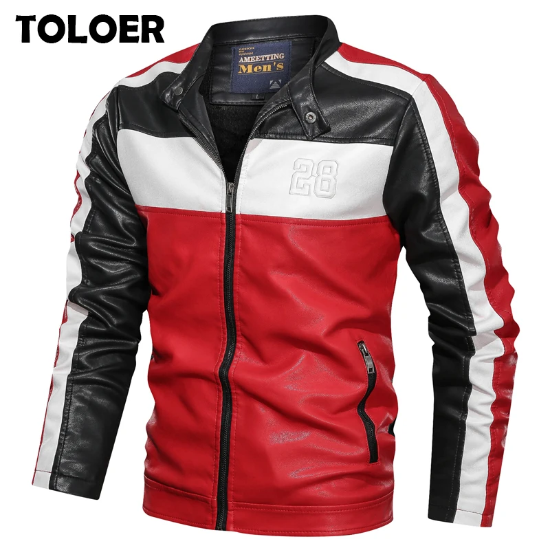 Мужские кожаные куртки и пальто Мужская мотоциклетная кожаная куртка