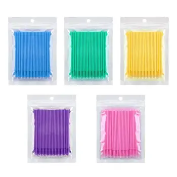 

100 PCS Disposable Cotton Swabs Ear Cleaning Cosmetic Buds Swabs Sticks Microbrushes Eyelash Extension Removing Tools Applicator