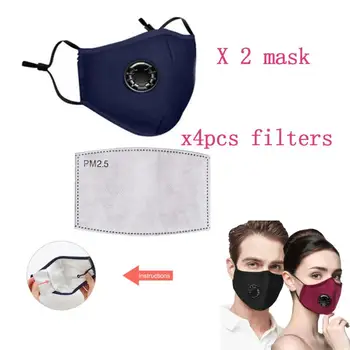 

PM2.5 Mouth Mask Anti-dust Mask Reusable Mask With Breathing Valve Cotton Masks Washable Mouth Face Masks Filter Pad In Stock