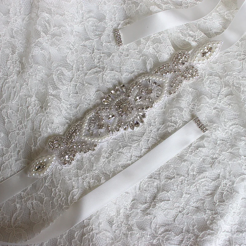 Кристалл ремень Свадебное Sash жемчуг Свадьба пояс для новобрачных шарики для свадебное платье подружки невесты ленты серебристыми