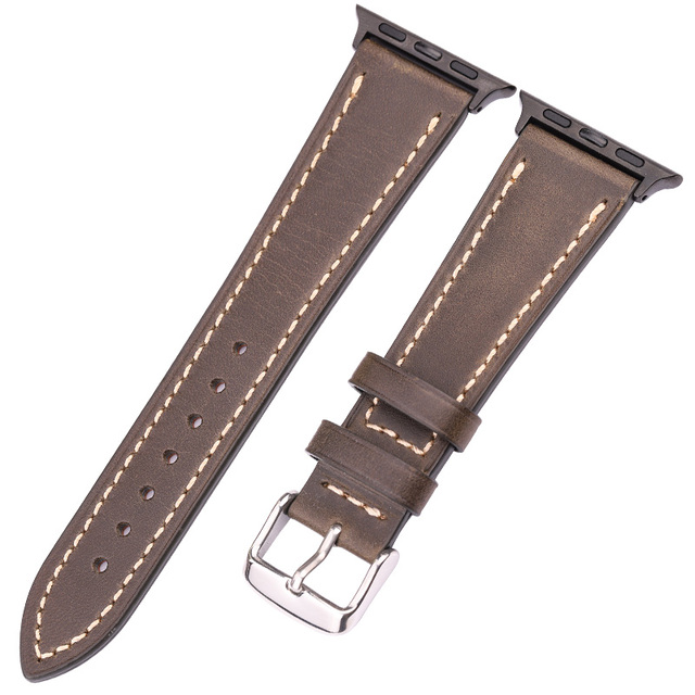 Leather Loop Bracelet Belt For Apple Watch Band Strap 44mm 42mm 40mm 38mm SE Series 6 5 4 3 2 1 Cowhide Watchbands