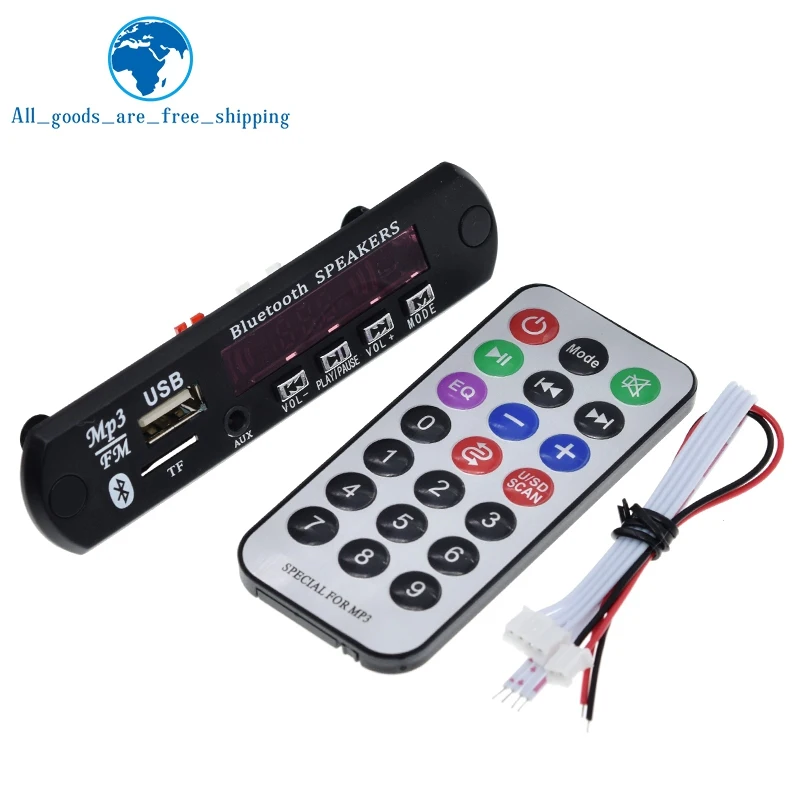 TZT 무선 블루투스 MP3 WMA 디코더 보드 오디오 모듈, USB TF 라디오, 리모컨 포함 자동차 액세서리, 5V, 12V