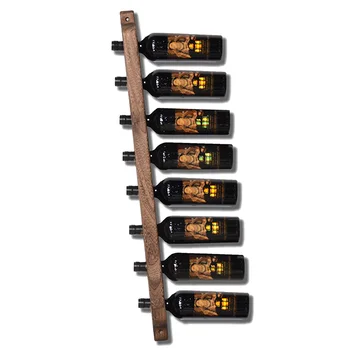 

Hot Wooden Wall Mounted Simple Style Wine Holder Wine Bottle Storage Rack Storage Stand Home Organizer Kitchen Shelf - 8 Holes