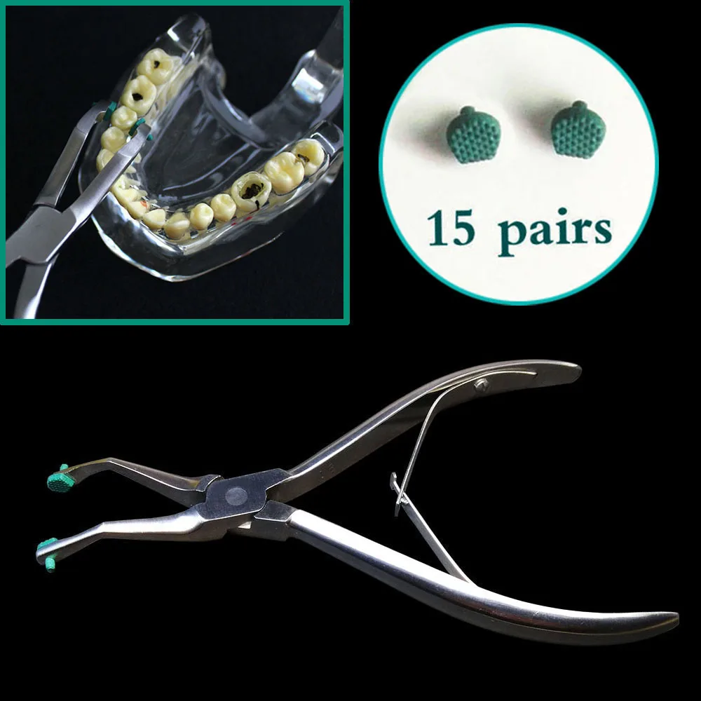 

1 set (1 Pliers + 15 Pairs of Rubber Pads) for Dental Crown Removing 6" Forceps Orthodontic Pliers