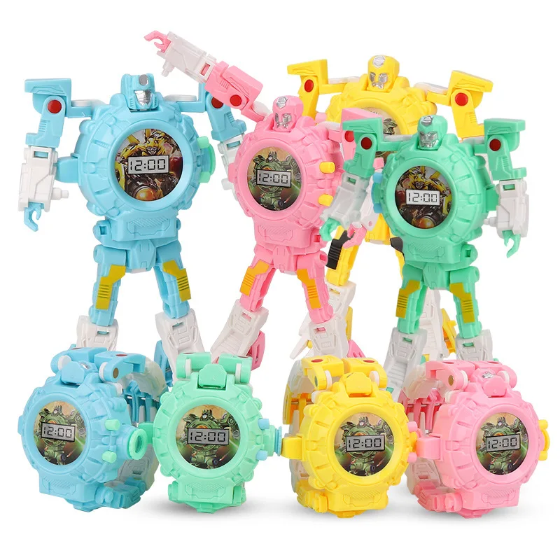 

Children Cool Transformation Projection Watch Cartoon Transformation Toy Jingang Robot Shining Electronic Watch