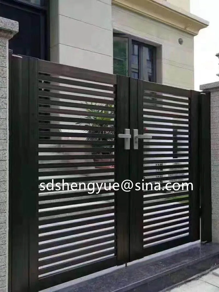 Hot sale golden paint wrought gate designs door aluminum gates New Design Fancy Gates Aluminum
