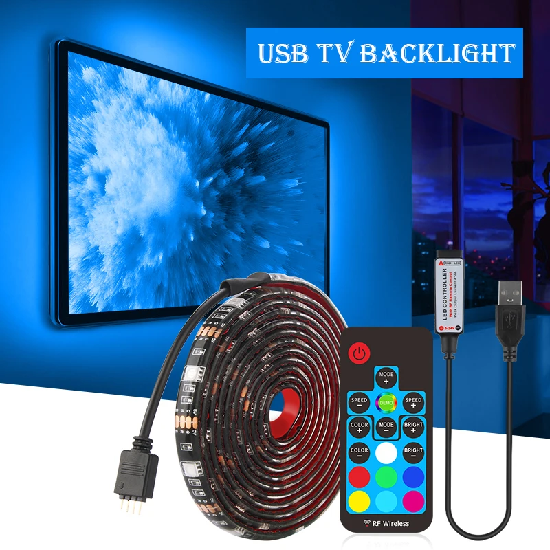 Светодиодная лента водонепроницаемая 5 в пост. Тока USB 5050 50 см 1 м 2 м|Светодиодные