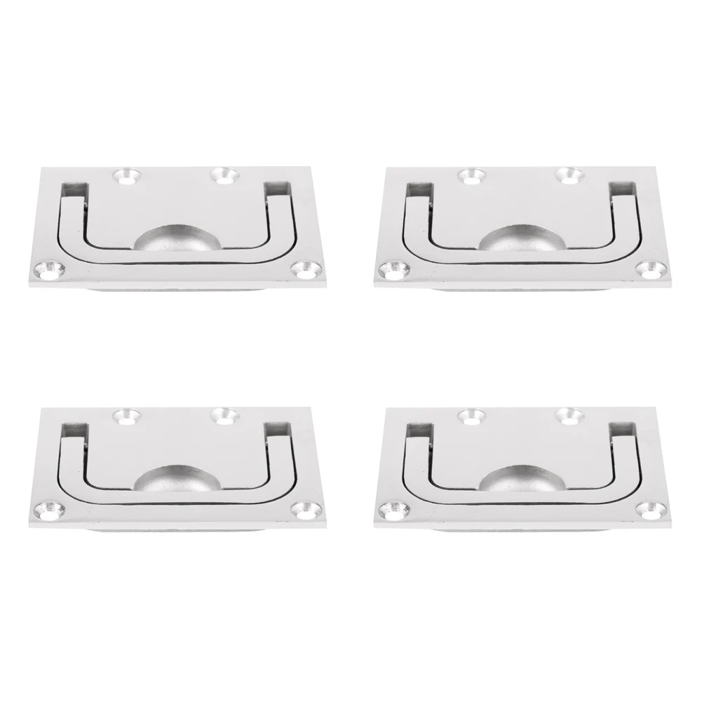 4 Piece Marine Stainless Steel Boat Hatch Latch Flush Lift Ring Pull Handle 