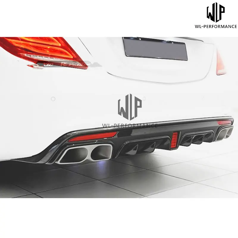 W222 S63 S65 высококачественный карбоновый Комплект кузова для автомобиля задний диффузор со светодиодным светильник для Mersedes-Benz S class W222 S63 S65 14-17