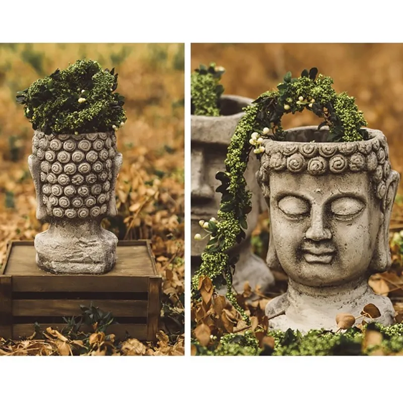 Европейский ретро Пасхальный Moai голова Будды цветочный горшок портретное искусство растение в горшке горшок Открытый сад комната кабинет Прихожая украшения R2937