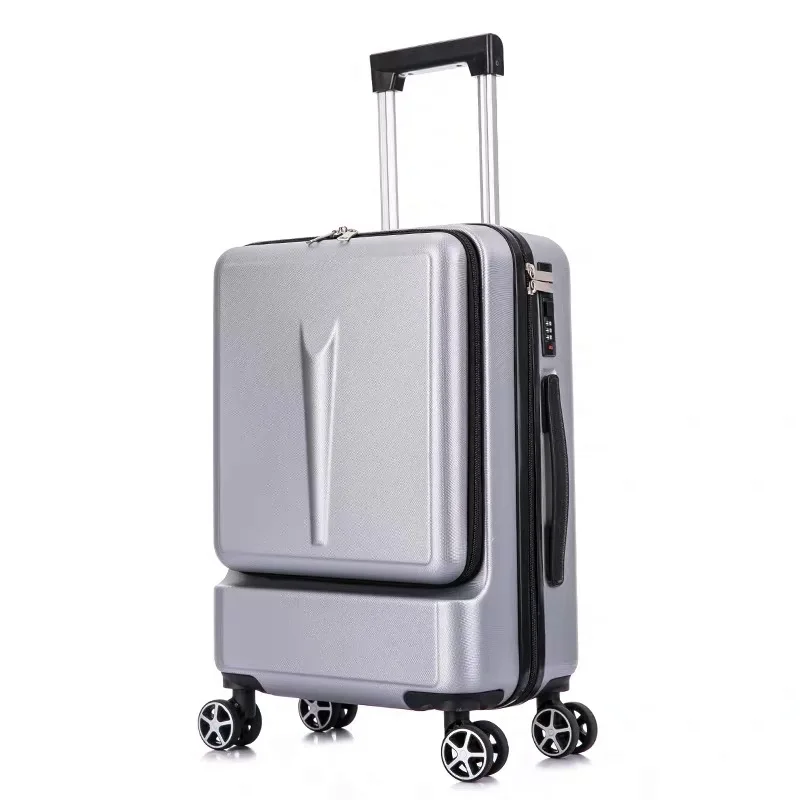 Модный высококачественный багаж ins spinner Компьютерная сумка передняя открывающаяся тележка чемодан 20/24 дюймов пароль дорожный Багаж valise - Цвет: Silver