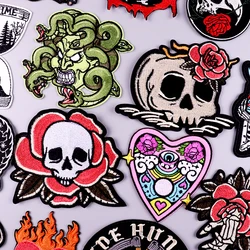 Autocollants Hippie thermoadhésifs pour vêtements, patchs brodés, Punk, crâne, pour vêtements, décoration à appliquer soi même 