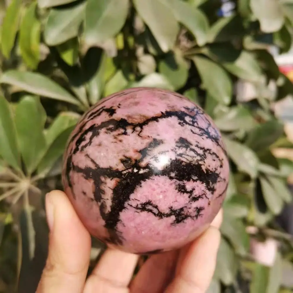 

6~7cm Natural Rhodonite sphere Crystal Ball Chakra Healing Reiki Stone