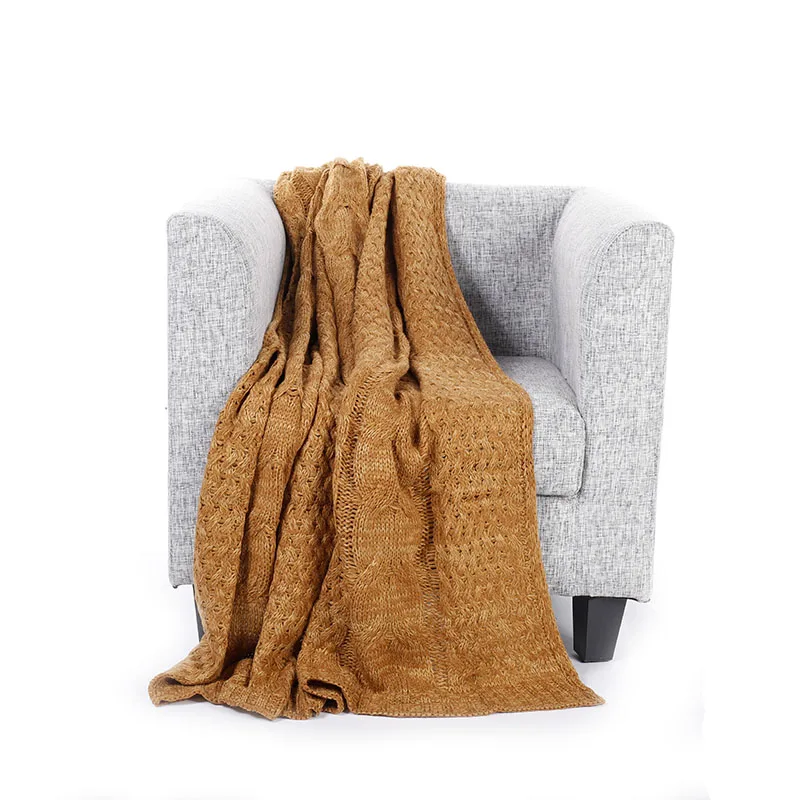 Battilo Cosy Cable Knit Throw Sofa/Bedding/Couch Blanket Warm Quilt