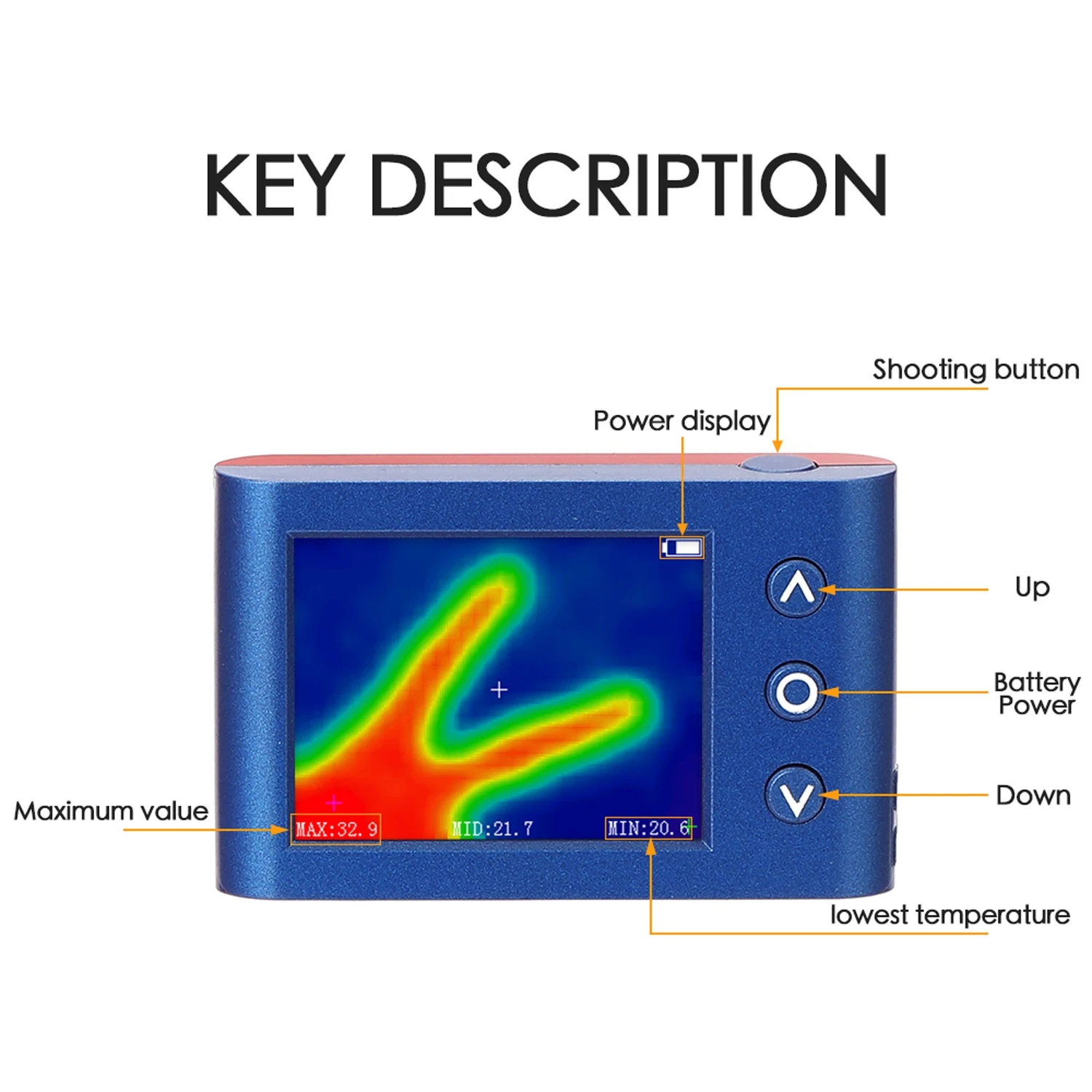 US $112.41 Hy Mlx90640 Lcd Display Screen Portable Handheld Thermograph Camera Infrared Temperature Sensor Digital Infrared Thermal Imager