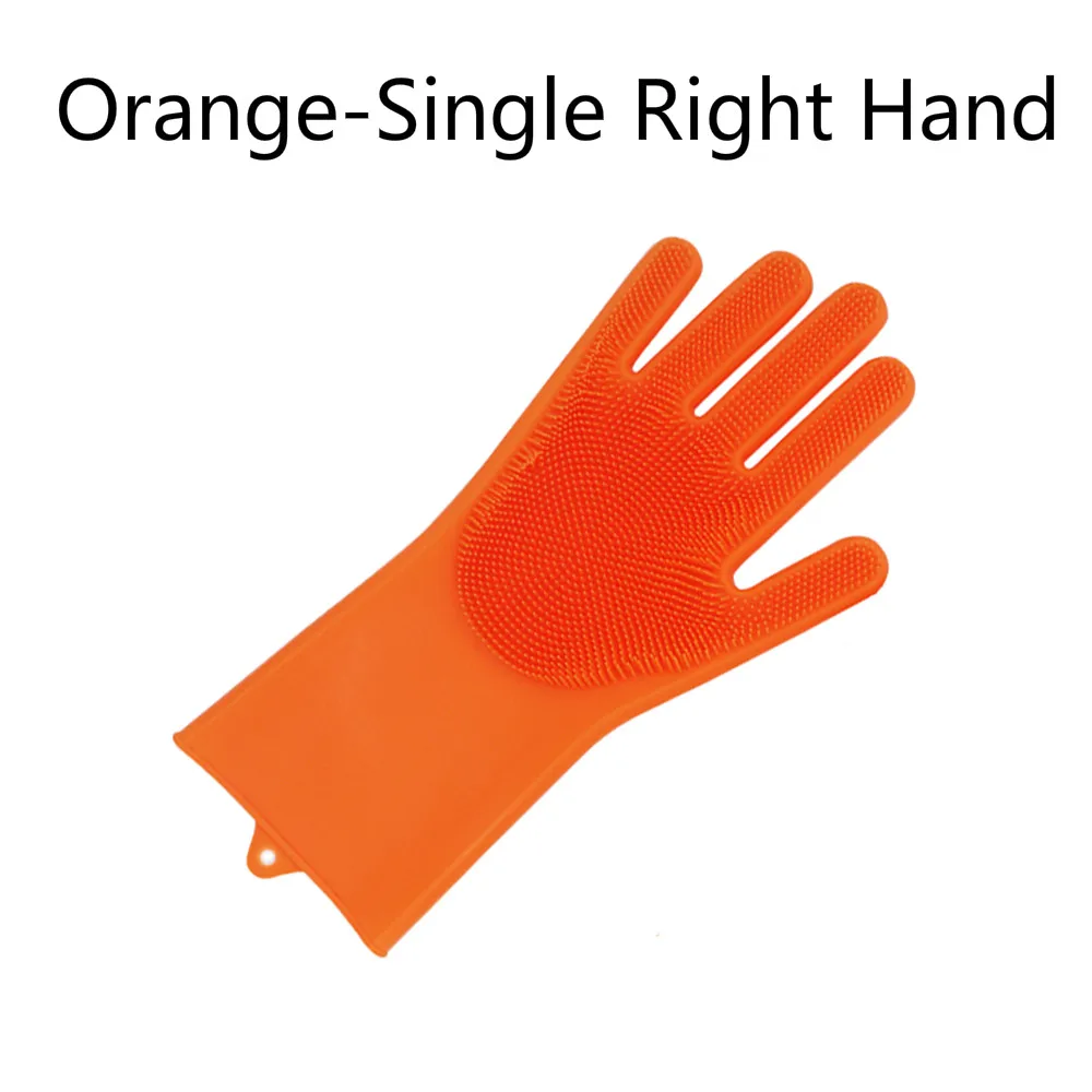 Orange-Right Hand Силиконовые перчатки для мытья посуды, кухонные перчатки для мытья и мытья посуды, перчатки для мытья посуды - Цвет: Orange-Right Hand