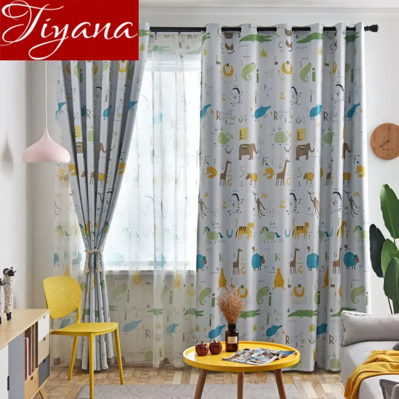 

Cartoon Tiger Giraffe Kids Boys Room Animals Design Blackout Curtain Window Bedroom Drape Sheer Fabric Treatment Custom X590#30