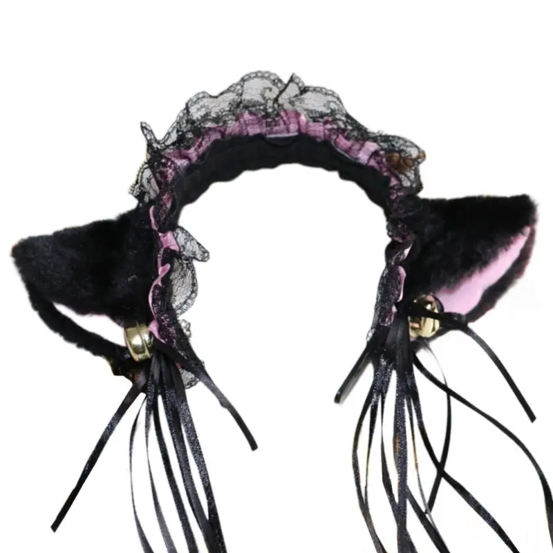 Cosplay&ware Women Ruffles Lace Headband Plush Cat Ears Ribbon Golden Bell Tassels Decor Lolita Cosplay Hair Hoop Lovely Pointed Fluffy -Zentai shop online H3b02cc4dc56140418a515829a62e733bp.jpg