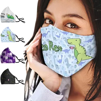 

1PC Cartoon Face Mask Printed Masks Cotton Fabric Adult Protective PM 2.5 Dust Mouth Cover Washable Reusable Mouth Mask Care