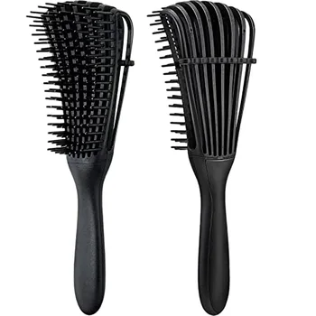 

2 Pcs Detangling Brush for Hair Textured 3A to 4C Kinky Wavy/Curly/Coily/Wet/Dry/Oil/Thick/Long Hair (Black)