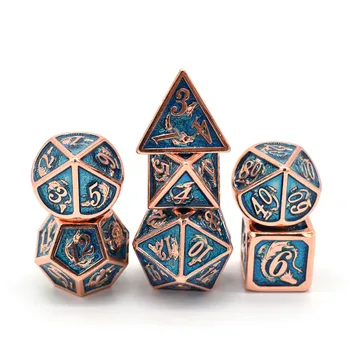

HYMGHO Handc Patented Dragon Dice transparent metal Zinc Alloy with enamel colors various for DND Pathfinder tabletop game