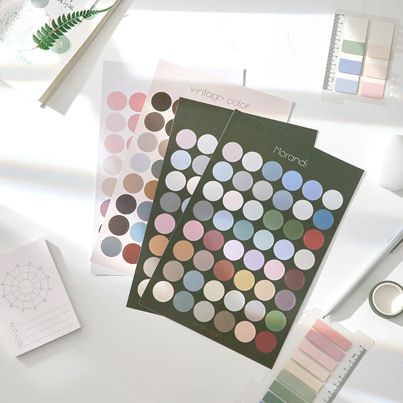 

Ins Color Circle Dot Seal Sticker Morandi Labels Paster Notebook Stationery Diy Decorative Stickers Scrapbooking Mark Collage