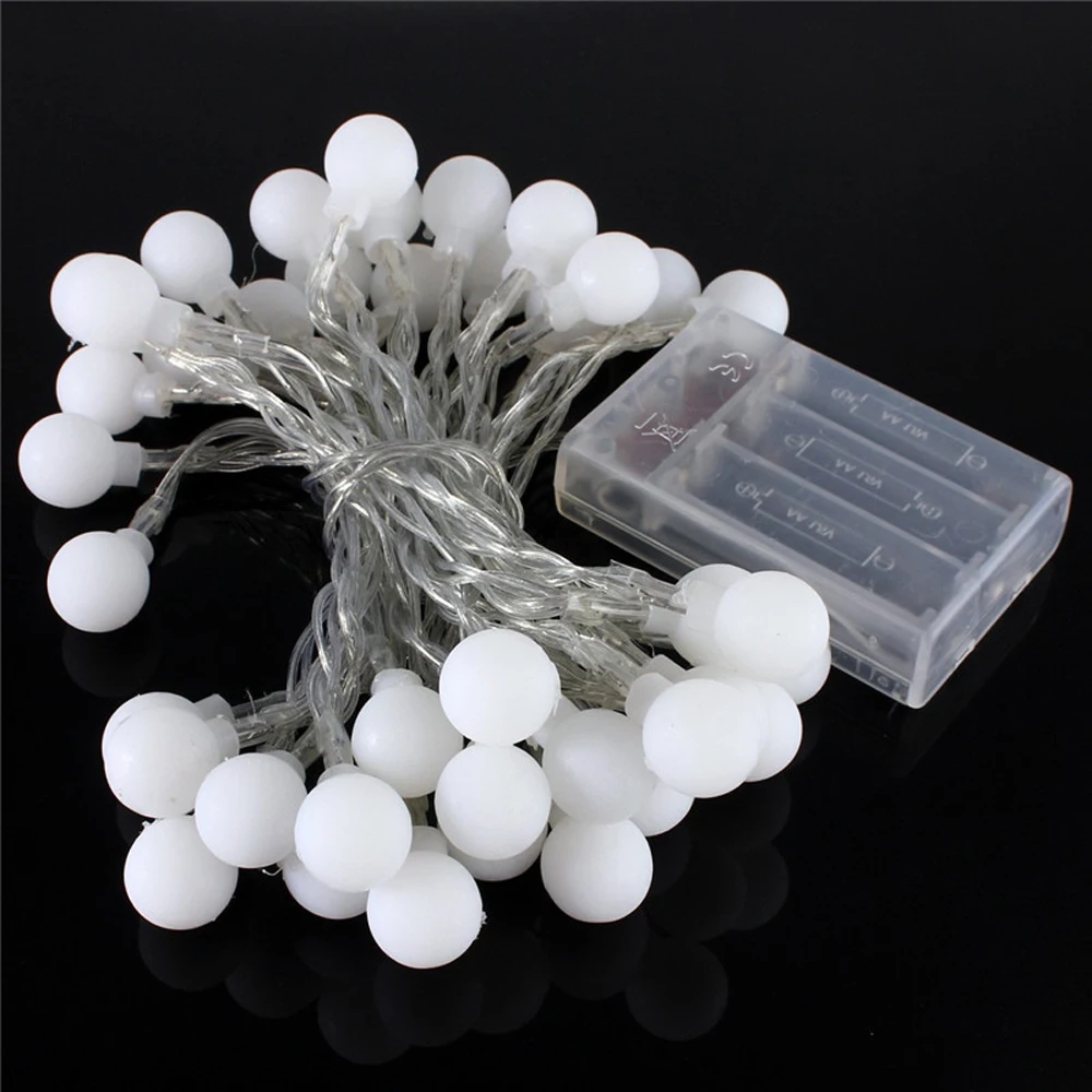 

4M 40LED Frosted White Ball Battery Light String Christmas Holiday Decor