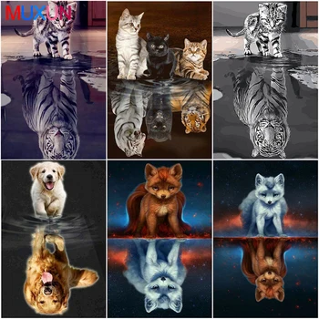 

Muxun Diamond Painting Cat Tiger Full Square Round Diamond Embroidery Cats Diamond Mosaic Animals Pictures Of Rhinestones H044