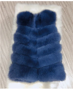 Королевский синий new real natural whole fur six-section fox vest ladies winter long warm fashion vest - Цвет: Королевский синий