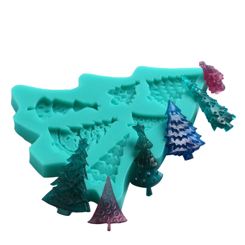 Christmas Tree Shaped 3D Fondant Cake Silicone Mold Chocolate Pastry Candy Cookies Polymer Clay Molds Cake Decoration Tools