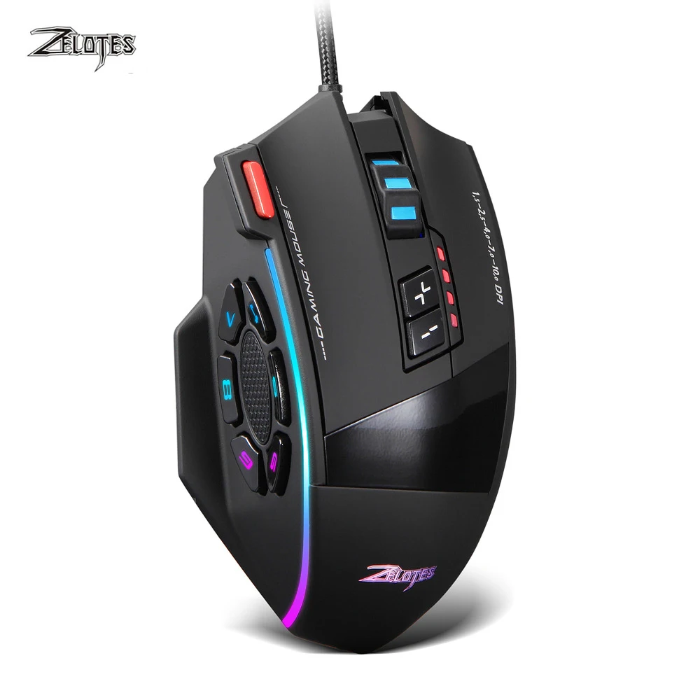 Проводная оптическая игровая мышь ZELOTES USB 10000 DPI 12 программируемых кнопок|Мыши| |