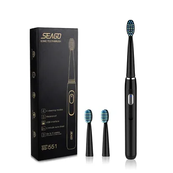 

SEAGO Electric Toothbrush Rechargeable Sonic Toothbrush 4 Mode Travel Toothbrush with 3 Brush Head Gift