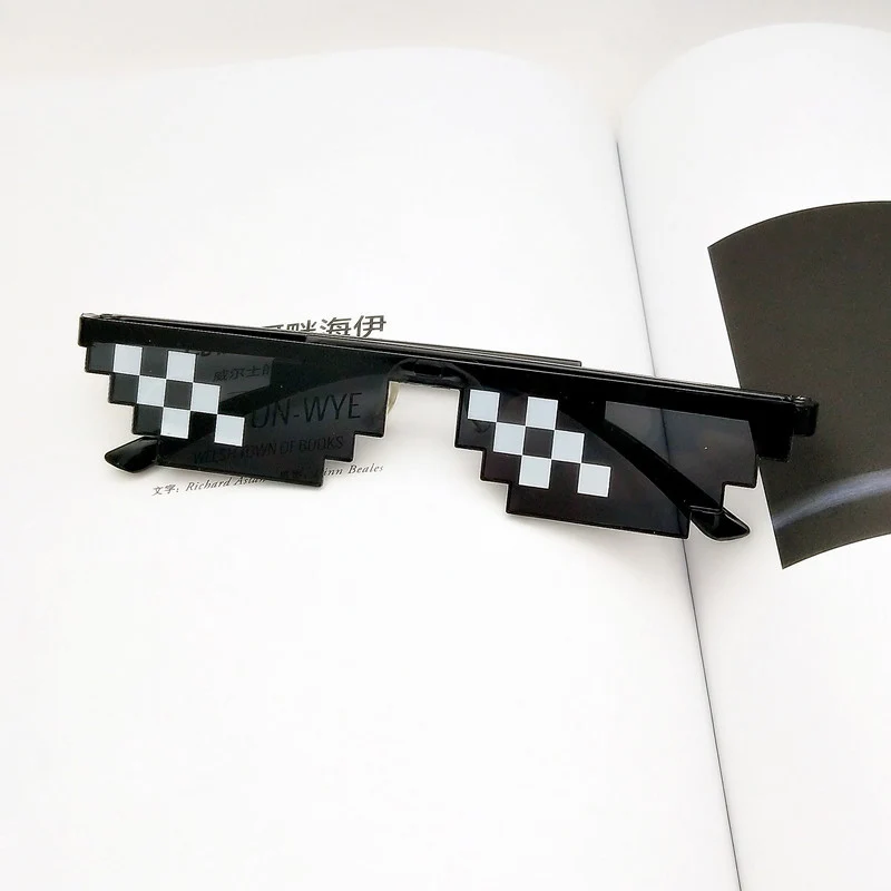 Black Mosaic Sunglasses Funny Toy Mosaic Strip Sunglasses Trick Toy Retro Thug Life Glasses Deal With It Glasses Pixel_voghion.com