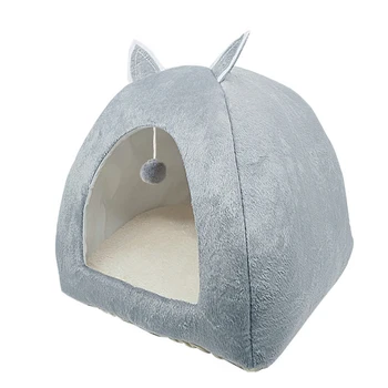 

Warm Cat House Soft Beds For Cats Foldable Washable Kitten Puppy Sleeping Cave Bed Brown Grey Pet cat Dog tent type house Mat