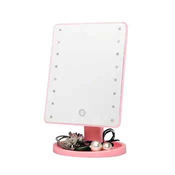 

Square Benched Led Makeup Mirror With 22 Light Complement Touch Switch Makeup Dresser Mirror 360 Degree Rotating Mirror