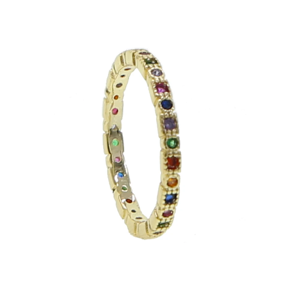 Цветное кольцо с фианитами вечность, тонкое обручальное кольцо, обручальное кольцо радужного цвета, классические простые круглые кольца на палец