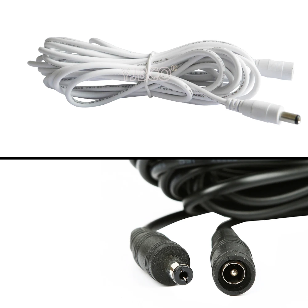 

0.5m 1m 2m 3m 5m 10m 5.5*2.1 mm DC female and Male Jack adapter cable connector Power Supply Plug extension wire White/Black