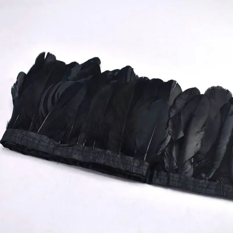 

2Meters/lot Black Goose Feathers Trimmings Fringe Christmas party decoration 15-20cm DIY Feather for needlework Sewing Clothing