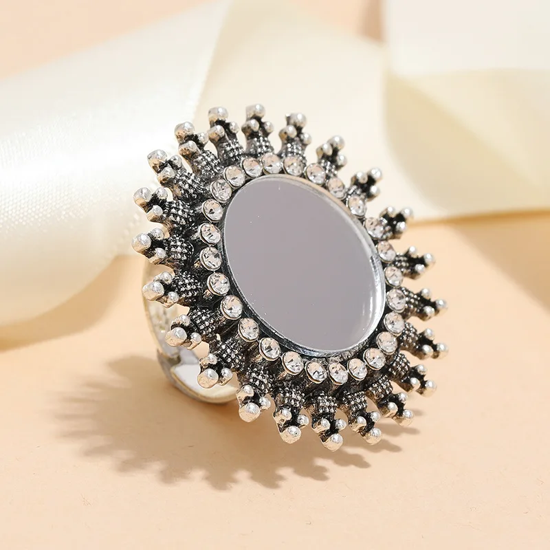 Vintage Rhinestone Adjustable Sunflower Women Rings finger rings,womens ring,jewelry rings,ring jewelry