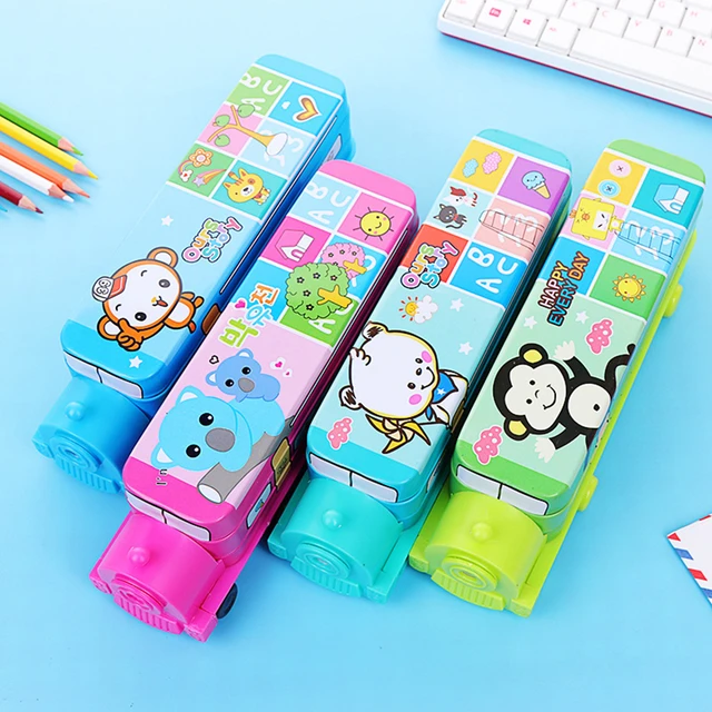 1pc Creative Tiny Train Double-layer Pencil Case With Pencil Sharpener  Cartoon Toy Pencil Box For Student Kids Stationery Boxes - Pencil Cases -  AliExpress