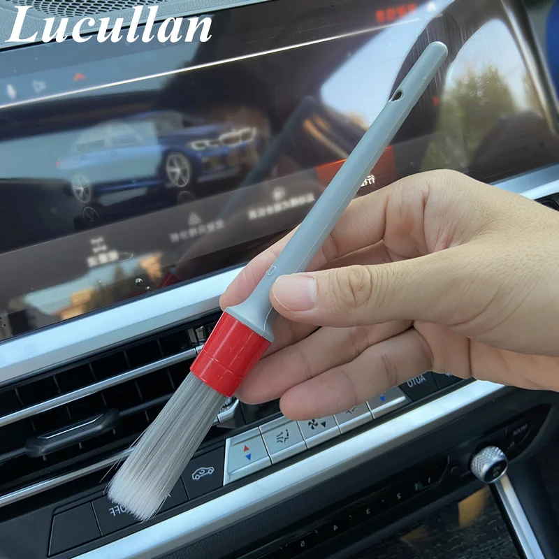 Lucullan 슈퍼 소프트 합성 강모 디테일링 브러쉬 세트 바퀴, 타이어, 엔진 베이, 가죽 시트, 도어 패널용 PP 핸들