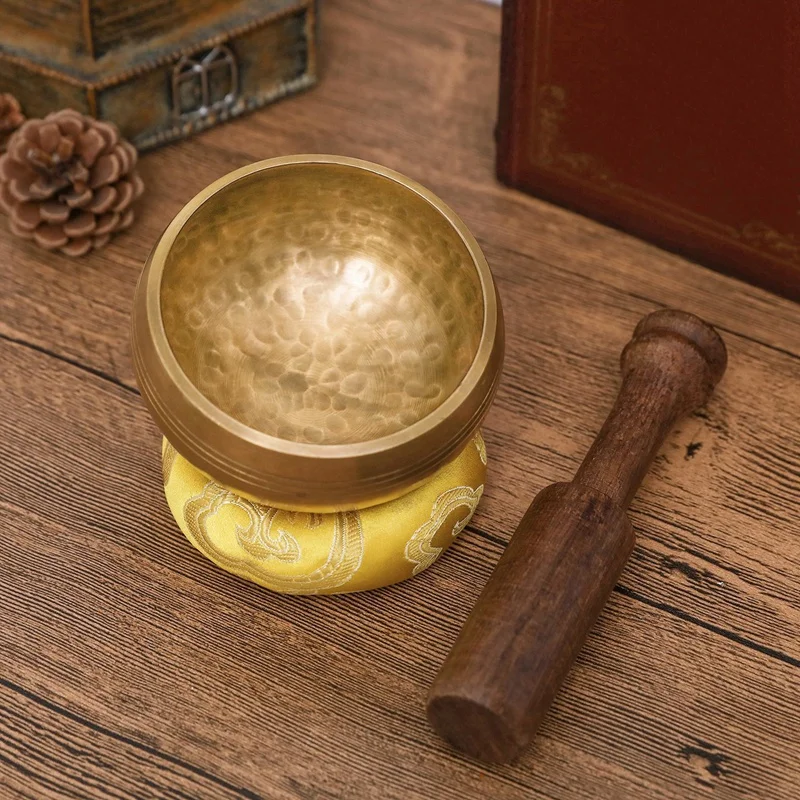 3.2 Inch Tibetan Singing Bowl Zen Meditation Yoga Meditation Bowl Wooden Stick Cushion