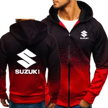 Куртка для мужчин, автомобиль Suzuki, логотип, принт, Повседневная Хип-хоп Harajuku, градиентный цвет, с капюшоном, флисовые толстовки на молнии, мужская одежда