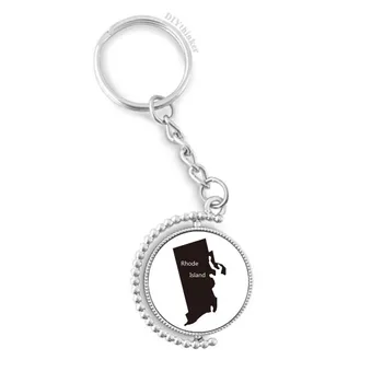 

Rhode Island USA Map Silhouette Rotatable Key Chain Ring Keyholder